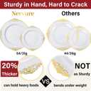 Nervure 700PCS Gold Plastic Plates - Gold Plastic Dinnerware Sets for 100 Guests - 200 Disposable Plates, 300 Silverware, 100 Cups, 100 Napkins for Wedding & Party & Mothers Day