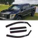 Side Window Wind Deflector,4pcs in-Channel Tape On Dark Smoke Nice Rain Guards Set, Window Visor fit for 2004-2015 Nissan Titan Crew Cab 194858 (In Channel 04-15 Titan)