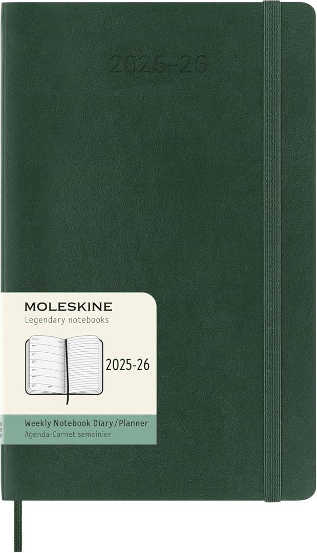 Moleskine Classic 18 Month 2025-2026 Weekly Planner, Soft Cover, Large (5" x 8.25"), Myrtle Green, 208 pages