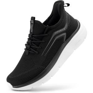 FitVille Men's Wide Walking Shoes Athletic Sneakers Lightweight Workout Slip-on Shoes for Flat Feet - Cloud Strider V1 (12 X-Wide, Black)