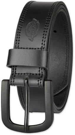 Dickies mens 100% Leather Jeans With Stitch Design and Prong Buckle Belt, Black, 42 Waist 40 US at Amazon Mens Clothing store