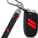 For Dodge Key Fob Cover with Keychain for Dodge Charger Challenger Dart Durango Journey Replacement Remote Control 3 4 5 Buttons Key Fob Shell (Red, 1 PC)