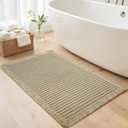 Waffle Bathroom Rugs, Super Absorbent Boho Bath Mats, Non-Slip Shower Mats for Bathroom Floor and Tub, Ultra Soft Waffle Weave Runner Mat, Quick Dry, Brown, 24x36 Inch