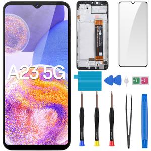 for Samsung Galaxy A23 5G Screen Replacement LCD Display Touch Digitizer Full Assembly with Frame Side Button Ear Speaker Vibration Motor Glass Repair Tools Kit SM-A236U SM-A236U1
