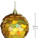 Christmas Tree Decorations Ornament,Reflective Paillette Xmas Ball Decor, 4PCS Iridescent Handcrafted Sequin Ball Set,Decorations for Holiday, Party, Home Décor (Solara Gold, 3.15 Inches)
