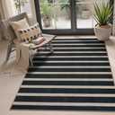 Lahome Striped Easy Jute 3x5 Outdoor Patio Porch Rug, Washable Rugs for Entryway Geometric Indoor Outdoor Living Room Carpet, Farmhouse Neutral Non Slip Black Carpet for Backyard Bedroom