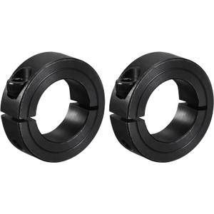 MECCANIXITY Shaft Collar 1.1 Inch Bore Single Split Carbon Steel Clamping Collar Shaft Collars with Set Screw Black 2 Pack