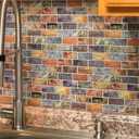 Art3d 10-Piece Peel & Stick Vinyl Kitchen/Bathroom Backsplash Tiles, 12" X 12" Colorful Marble Tile Design