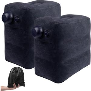 Inflatable Foot Rest Pillow for Travel,2 Pack Travel Foot Rest for Airplane Flights, Car Seat Foot Rest Pillow with Pump & Storage Bag Suitable for Office,Airplane,Train,Cars,Home (2Pack Navy)