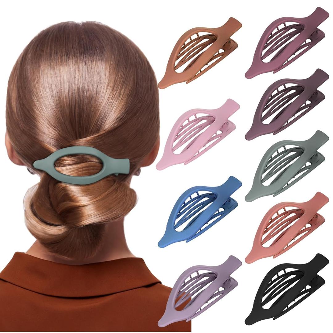 French Hair Claw Clips, 9-Pack Lay-Flat Design with Gift Box,Matte and Comfortable Hair Clips for All-Day Work, Travel,Yoga & Strong Hold for All Hair Types
