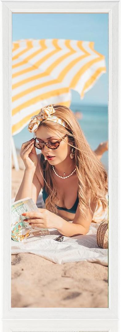 5x15 Wood Frame White, Modern Natural Woodgrain 15x5in Picture Frame, Rustic Wooden 5 x 15 inch Gallery Wall Photo Poster Frame with HD Plexiglass, Horizontal Vertical Wall Mounting Display 1pcs