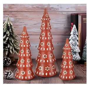Roowest 3 Pack De Barro Mexicanos Christmas Tree Tabletop Resin Desk Centerpieces Table Tree Decor Festive Ornament for Accents Christmas Mantel Shelf Home Mexican Holiday Party Decorations