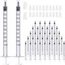 JOLLY PARTY 100 Pack 1ml Syringes with Caps, 1cc Syringe Needleless, Small Oral Syringe with Tip Cap Individually Wrapped for Scientific Labs, Liquid Measuring, Pet Feeding, Oil & Glue Dispenser
