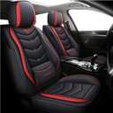 Leather Car Seat Covers,Full Coverage Seat Covers Full Set with Fix Lumber Support,Universal Automotive Seat Covers for Cars,SUV,Trucks and Sedans (Black&Red)