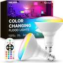 UNILAMP BR30 Color Changing Light Bulb, LED Flood Lights 12W Dimmable, 100W Equivalent, RGB+2700K+4000K+6500K, Remote Control, 1050LM, E26 Multi-Color Can Light Bulbs for Ceiling, 2 Pack