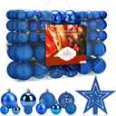 Aitsite 100 Pack Christmas Tree Ornaments Set Mini Shatterproof Holiday Ornaments Balls (Blue)