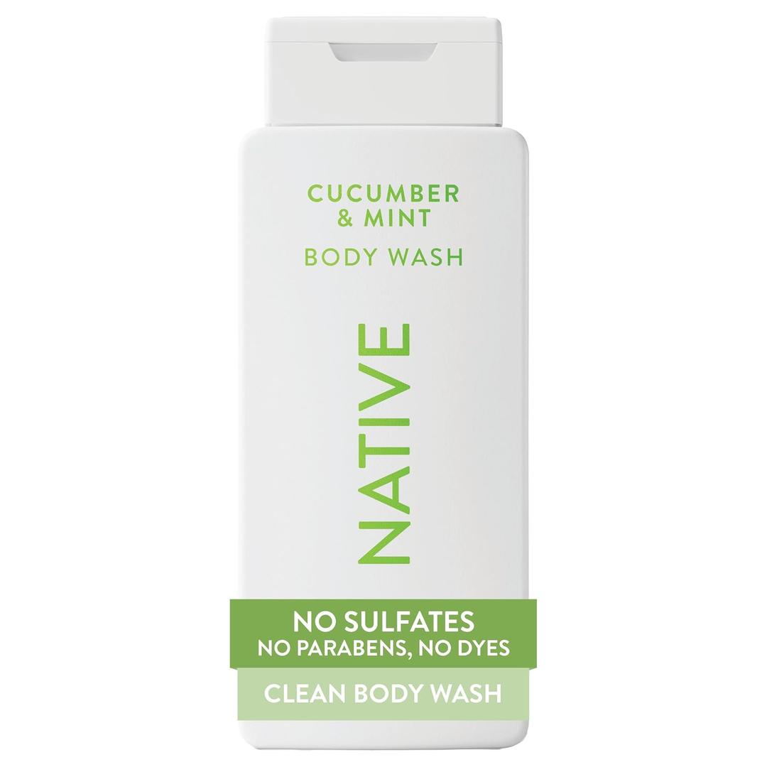 Native Body Wash Contains Naturally Derived Ingredients | For Women & Men, Sulfate, Paraben, & Dye Free Leaving Skin Soft and Hydrated | Cucumber & Mint 18 oz