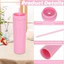 16 oz Pink Skinny Tumblers with Lid and Straw, 10 Pack Bulk Tumblers, Reusable Double Wall Plastic Cups for Iced Coffee, Travel, and Home, Leak-Proof, Insulated Drinkware Gift Set for Women and Girls