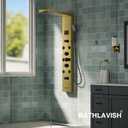 Shower Panel Tower System Stainless Steel LED Rainfall Waterfall Shower Head 5-Function Faucet Rain Massage System Wall Mount with 8 Body Jets, Handheld, and Tub Spout, Gold
