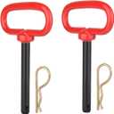 Comonc 3/ 8" x 4" Inch Trailer Hitch Pin and Clip Towing Hitchs Red Handle Hitch Pin Accessories for Tractors, Clevis Pin 2PCS