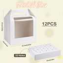 12Pcs Portable Cake Pop Holder Boxes, White Candy Boxes with Clear Window Cakes Pop Boxes Packaging Gift Cakes Pop Stand for Lollipops, Candy Pops, Wedding Birthday Baby Shower Party