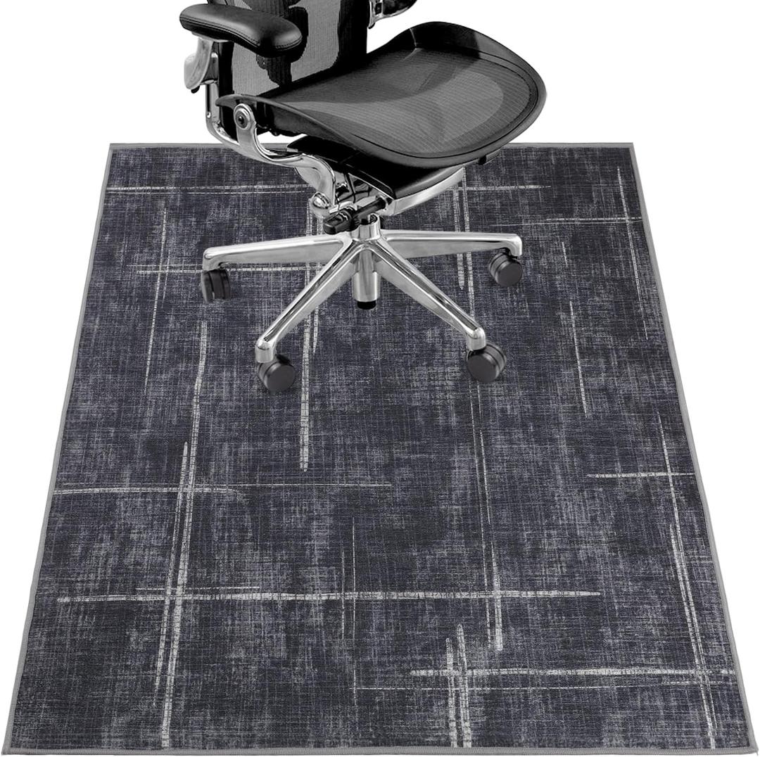 Office Chair Mat for Hardwood Floor&Tile Floor,36"X 48" Heavy Duty Desk Chair Mat for Hard Floors,Under Desk Rug for Rolling Computer Chair,Anti Slip,Low Pile Carpet Floor (Black Blue)
