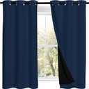 NICETOWN 100% Blackout Curtains with Black Liners, Thermal Insulated 2-Layer Lined Drapes, Energy Efficiency Small Window Draperies for Dining Room (Navy Blue, 2 Panels, 42 inches W by 54 inches L)