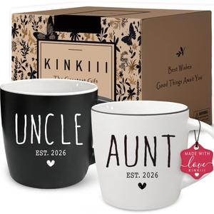 2 x Promoted to Aunt & Uncle 2026 Mugs Set, Pregnancy Reveal Announcement Mug Gifts, Pregnancy Announcement Mug Gifts, First Time Uncle & Aunt Gift, Baby Reveal Publicity Mugs Gift, 13Oz