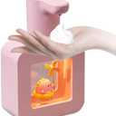 Cute Automatic Soap Dispenser - Kids Touchless Pink Hand Soap Dispenser,Wall Mount Waterproof USB Rechargeable, 13.5oz/ 400ml for Bathroom Countertop, Kitchen, Office, Hotel, Preschool Children