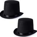 Funny Party Hats Black Top Hat - Victorian Hat for Men - Felt Tuxedo Costume Hat - Coachman Hat - Dress Up Hat (Black - 2 Pack)
