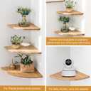 Corner Shelves, Floating Corner Shelf, Set of 2 12inch Solid Oak Wood Wall Shelves, Round End Wall Mount Display Shelf with Wire Hole for Bedroom Kitchen, Living Room