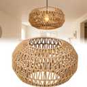 Pendant Light Shade,11.81 x 7.19 in Rattan Lamp Shade Woven Natural Paper Rope Lamp Shades,Handmade Rustic Boho Ceiling Lights Covers for Dining Room,Home Decor,Bedroom,Office,Hotel
