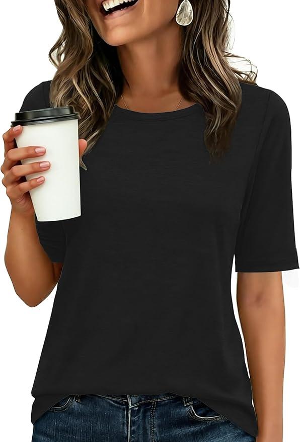 ANRABESS Womens Half Sleeve Tops Crewneck Shirts Basic Fit Tee Trendy 2026 Spring Summer Business Casual T-Shirts XL