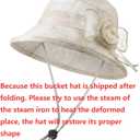 Women Flower Bowler Sun Hat Wide Brim Cloche Bucket Hat Foldable Breathable Wedding Church Tea Party Fascinator (Beige)