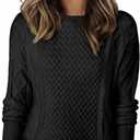 EVALESS Sweaters for Women Cable Knit Crewneck Pullover Sweater Tops Fall Winter Women's Clothing 2025 (Black, XL)