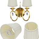 Small Lamp Shade Set of 2, 4.5" Top x 6" Bottom x 5.5" Slant Beige Fabric Sconce Lampshades Pleated Cloth Chandelier Shades for E14 Bulbs