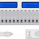 Tenergy TN438 16 Bay Battery Charger for AAA and AA Rechargeable Batteries, AA/AAA NiMH/NiCd Rechargeable Batteries Charger with AC Wall Adapter and Car Adapter