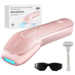 INIA Laser Hair Removal with Ice-Cooling Care for Women and Men, HAUTE Pro Painless at-Home IPL Hair Remover for Coarse Hair in Bikini All Body Areas, Latest Generation for Effective Results (Pink)