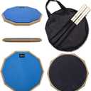 HAIRIESIS Snare Drum Practice Pad,12-Inch Practice Drum Pad,Double Sided Silent Drum Pad and Sticks,Drum Pads Carry Bag (blue01)
