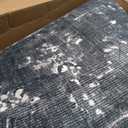 Washable Area Rug 9x12 Black Rugs for Living Room, Vintage Boho Large Rug for Bedroom Dining Room Office, Distressed Floral Print Carpet for Under Table, Soft Non Slip Low Pile Throw Carpet Indoor Mat