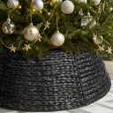 8-Piece Rattan Christmas Tree Collar - 42" Rustic Farmhouse Tree Skirt- Xmas Tree Base Cover for Christmas Decoration- Woven Holiday Tree Ring Accessory for Home, Living Room (Black, 42 in)