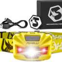 Foxelli Rechargeable LED Headlamp  Ultralight, Waterproof, and USB Rechargeable Headlamp with Red Light for Running, Camping, Hiking & Outdoors (Neon Yellow)