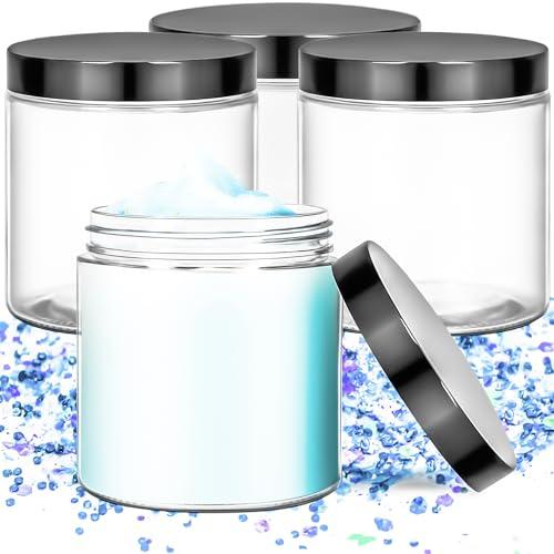 MotBach 3 Pack 16oz Glass Jars with Lids, 480ml Round Clear Glass Cosmetic Containers Makeup Jars, Refillable Travel Size Container Jar for Lotion Cream Powder Sample Ointment Salve Balm Storage