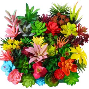 WILLBOND 38 Pcs Christmas Mini Artificial Succulents Small Fake Succulent Plants Faux Assorted Unpotted Realistic Plastic Flowers Picks Stem for DIY Crafting Greenery Garden Home Decor (Cute Style)