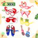 116 Pcs Pool Beach Party Favors Summer Luau Party Decorations Hawaiian Leis Novelty Sunglasses with Palm Leaves Hibiscus Flower for Summer Beach Birthday Supplies