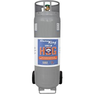 Flame King 100LB Empty Propane Tank with Wheels, Horizontal & Vertical LP Cylinder with Built-in Gauge for Fire Tables, Fire Pits, Patio Heaters, Barbeques, Lunch Trucks, Weed Torches & Truck Campers