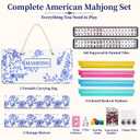 American Mahjong Tile Set, American Mahjong Set Complete with Bag, 166 White Tiles with Bag and Accessories, 4 All-in-One Mahjong Racks with Pushers, Travel Vita Mahjong Tile Game Set