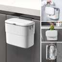 ELPHECO Kitchen Compost Bin with Lid 1.8 Gallon Hanging Trash Can with Lid, 7 Liter Wall-Mounted Garbage Can for Kitchen Cabinet Door, Small Under Sink Trash Can for Cupboard, Bathroom, Office