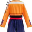 Girls Halloween Costume, Black and Yellow Polyester Top and Pants Set for Cosplay Events and Parties