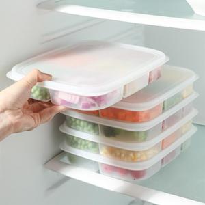 Stackable With Lid 5 & 6 Compartment Fridge Food Storage Containers  Veggie Fruit Meat Prep Boxes (Five-part grid)